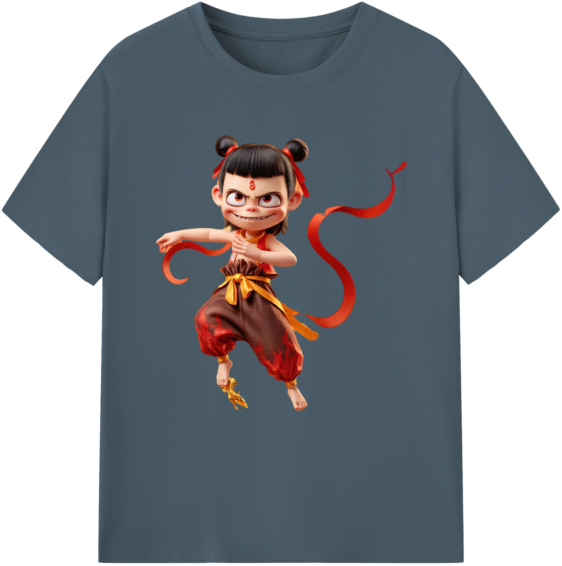 （画像用） Ne Zha 2 ナタ 魔童の大暴れ 綿100％半袖Tシャツ（フロントプリント）
